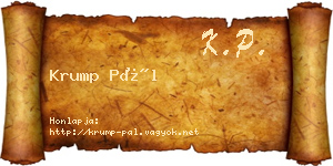 Krump Pál névjegykártya
